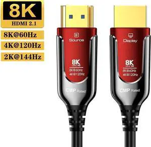 Vszerda 8K Fiber Optic Gaming HDMI 2.1 Plenum-Rated Cable, 48Gbps High Speed 3D 8K60 4K120 144Hz HDMI Cord eARC HDR10 HDCP 2.2&2.3 Compatible with Roku-TV/PS5/HDTV/Blu-ray - 100FT/30M, Red Vszerda 8K Fiber Optic Gaming HDMI 2.1 Plenum-Rated Cable, 48Gbps High Speed 3D 8K60 4K120 144Hz HDMI Cord eARC HDR10 HDCP 2.2&2.3 Compatible with Roku-TV/PS5/HDTV/Blu-ray - 100FT/30M, Red