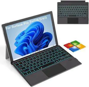 Vszerda Rechargeable Bluetooth Type Cover Keyboard for Surface Pro 3/4/5/6/7/7 Plus, Ultra-Slim Magnetic Keyboard with Trackpad & 7 Color Backlight Vszerda Rechargeable Bluetooth Type Cover Keyboard for Surface Pro 3/4/5/6/7/7 Plus, Ultra-Slim Magnetic Keyboard with Trackpad & 7 Color Backlight