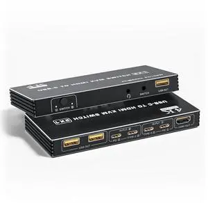 Vszerda 2 Port USB-C KVM Switch 4K@60Hz, Type-C to HDMI 2.0 KVM Switcher with 100W PD, 3 USB Ports for 2 Laptops Share 1 Monitor, Controller & 2 USB-C Cables Included Vszerda 2 Port USB-C KVM Switch 4K@60Hz, Type-C to HDMI 2.0 KVM Switcher with 100W PD, 3 USB Ports for 2 Laptops Share 1 Monitor, Controller & 2 USB-C Cables Included