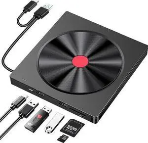 Vszerda 6 IN 1 USB 3.0 Ultra-Slim External CD DVD RW Burner Optical Drive Player Compatible with Laptop Desktop MacBook Windows Linux MacOS Vszerda 6 IN 1 USB 3.0 Ultra-Slim External CD DVD RW Burner Optical Drive Player Compatible with Laptop Desktop MacBook Windows Linux MacOS