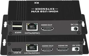 Vszerda HDMI KVM Extender 1080P@60Hz, Transmitter & Receiver Over Cat5e/Cat6 Cable Up to 60M/196FT, Support USB Keyboard Mouse, Plug & Play Vszerda HDMI KVM Extender 1080P@60Hz, Transmitter & Receiver Over Cat5e/Cat6 Cable Up to 60M/196FT, Support USB Keyboard Mouse, Plug & Play