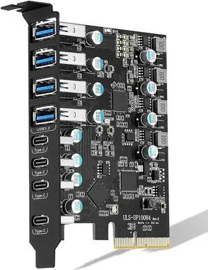 8-Port USB 3.2 Gen2 PCI Express Expansion Card, 10Gbps SuperSpeed PCIe Hub Adapter with 4 USB-A & 4 USB-C Ports, Built-in Self-Powered Circuit, Compatible with Windows 11/10/8.x/7/Vista/XP Desktop PC 8-Port USB 3.2 Gen2 PCI Express Expansion Card, 10Gbps SuperSpeed PCIe Hub Adapter with 4 USB-A & 4 USB-C Ports, Built-in Self-Powered Circuit, Compatible with Windows 11/10/8.x/7/Vista/XP Desktop PC