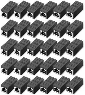 Vszerda 30 Pack Black RJ45 Inline Ethernet Coupler Female to Female Cable Extender Cat5/Cat5e/Cat6/Cat7/Cat8 Vszerda 30 Pack Black RJ45 Inline Ethernet Coupler Female to Female Cable Extender Cat5/Cat5e/Cat6/Cat7/Cat8