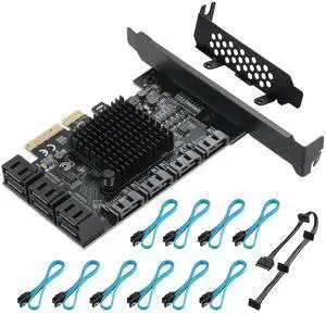 Vszerda 10 Port PCIe to SATA 3.0 Expansion Card, PCIe X4 SATA III 6Gbps Controller Card with ASM1166 + JMB575 Dual Chips, Support HDD SSD NAS Mining Storage Expansion Vszerda 10 Port PCIe to SATA 3.0 Expansion Card, PCIe X4 SATA III 6Gbps Controller Card with ASM1166 + JMB575 Dual Chips, Support HDD SSD NAS Mining Storage Expansion