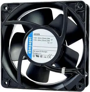 Vszerda ebmpapst 4606N High Temp Axial Fan, 120×120×38mm AC115V 2950RPM 2-Pin Industrial Cooling Fan Vszerda ebmpapst 4606N High Temp Axial Fan, 120×120×38mm AC115V 2950RPM 2-Pin Industrial Cooling Fan