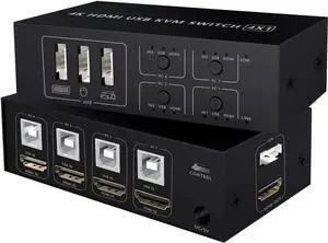 Vszerda 4-Port 4 In 1 Out HDMI KVM Switch, 4K@60Hz, 4 PCs Share One Monitor, Keyboard & Mouse, Compatible with Laptop, PC, PS4, Xbox, HDTV Vszerda 4-Port 4 In 1 Out HDMI KVM Switch, 4K@60Hz, 4 PCs Share One Monitor, Keyboard & Mouse, Compatible with Laptop, PC, PS4, Xbox, HDTV