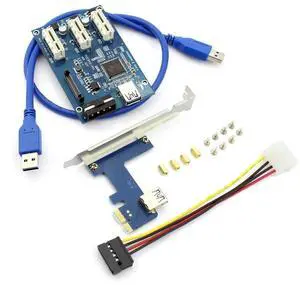 Vszerda PCIe 1X to 3 PCIe 1X Slots Riser Card, Mini ITX External 3-Port PCIe Port Multiplier Adapter Vszerda PCIe 1X to 3 PCIe 1X Slots Riser Card, Mini ITX External 3-Port PCIe Port Multiplier Adapter