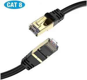 Vszerda 90FT Heavy Duty Cat8 Shielded Ethernet Cable, 40Gbps 2000MHz 26AWG SFTP LAN Network Cord, Gold Plated RJ45 Connectors, High Speed Internet Cable for Router, Modem, Gaming PC & Consoles Vszerda 90FT Heavy Duty Cat8 Shielded Ethernet Cable, 40Gbps 2000MHz 26AWG SFTP LAN Network Cord, Gold Plated RJ45 Connectors, High Speed Internet Cable for Router, Modem, Gaming PC & Consoles