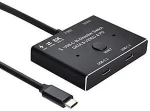 Vszerda Bi-Directional USB-C MST 1-in-2 Switch Hub, Supports 8K@30Hz Video, 10Gbps USB 3.2 Data & 100W PD Pass-Through, 2-Way Type-C Selector for Laptops, Monitors and Docking Stations Vszerda Bi-Directional USB-C MST 1-in-2 Switch Hub, Supports 8K@30Hz Video, 10Gbps USB 3.2 Data & 100W PD Pass-Through, 2-Way Type-C Selector for Laptops, Monitors and Docking Stations