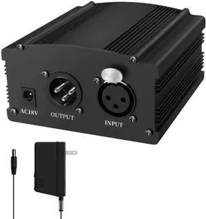 Vszerda 1 Channel 48V Phantom Power Supply with Power Adapter, Universal for All Condenser Microphones, Professional Black Phantom Power for Studio Recording & Music Production Vszerda 1 Channel 48V Phantom Power Supply with Power Adapter, Universal for All Condenser Microphones, Professional Black Phantom Power for Studio Recording & Music Production