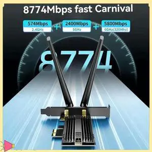 Vszerda WiFi 7 PCIe Wireless Network Card, 8774Mbps Tri-Band 2.4G/5G/6GHz Adapter with Bluetooth 5.4 for Desktop PC Windows 10/11 Vszerda WiFi 7 PCIe Wireless Network Card, 8774Mbps Tri-Band 2.4G/5G/6GHz Adapter with Bluetooth 5.4 for Desktop PC Windows 10/11