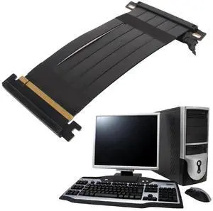Vszerda PCIe 4.0 x16 180° Dual Reverse GPU Riser Cable, 40cm Black Flexible Graphics Card Extension Cord Compatible with AMD RX 7900/7800/7700/7600/7500 Series Vszerda PCIe 4.0 x16 180° Dual Reverse GPU Riser Cable, 40cm Black Flexible Graphics Card Extension Cord Compatible with AMD RX 7900/7800/7700/7600/7500 Series