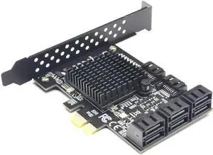 Vszerda PCIe 2.0 X1 8 Port SATA III 6Gbps Expansion Controller Card with Low Profile Bracket, 8 SATA Storage Adapter Fully Compatible with Windows 10 Vszerda PCIe 2.0 X1 8 Port SATA III 6Gbps Expansion Controller Card with Low Profile Bracket, 8 SATA Storage Adapter Fully Compatible with Windows 10