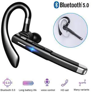 Bluetooth 5.1 Earpiece Dual Mic Earbud Noise Cancelling Trucker Wireless Headset