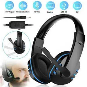 Pro Gamer Headset for PS4 PS5 Xbox One PC Computer Tablet Blue Headphones