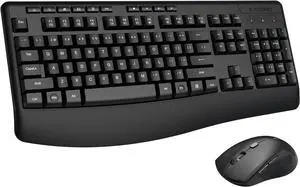 Wireless Keyboard and Mouse Combo,  2.4GHz Full Sized Ergonomic Wireless