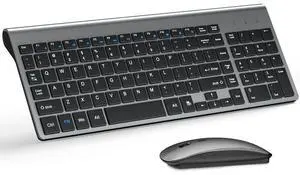 Ultra Slim Wireless Keyboard and Mouse Combo, Silent Compact Keyboard Mouse Set