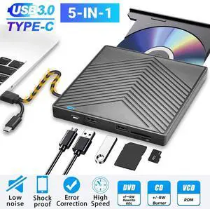 External CD DVD Drive, USB 3.0 Player Burner Writer, for PC Laptop Windows 11 10