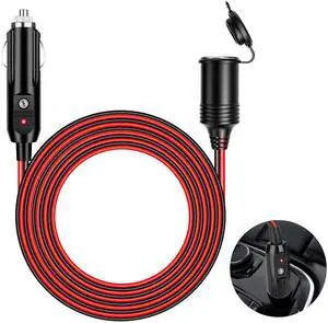 13 ft Car Cigarette Lighter Socket Extension Cord Cable Heavey Duty Adapter 12V
