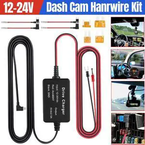 Universal Dash Cam Hardwire Kit Mini USB Hard Wire Cable Fuse 12-24V for Car DVR