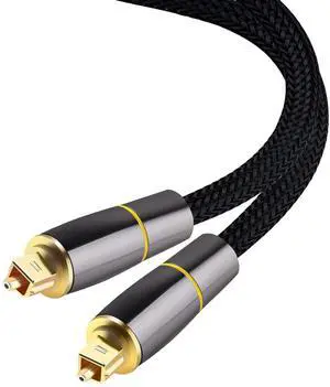 WISDUM 24K Gold-Plated Toslink Cable 6ft - Digital Optical Audio Cable for Soundbar, TV, PS5, Xbox, Home Theater (Samsung Compatible),3.3 ft.