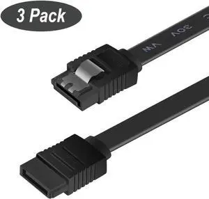 WISDUM SATA III 6Gbps Data Cable 3-Pack (16 Inch/40cm) with Locking Latch  High-Speed HDD/SSD/CD Drive Cable  Backward Compatible with SATA I/II