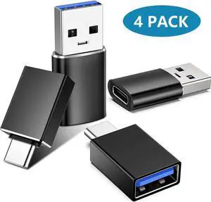 4-Pack USB C & USB Adapter Set (2x USB-C to USB-A + 2x USB-A to USB-C), USB 3.1 Type C Adapter for iPhone 15, Android, MacBook, iPad, Laptop, Tablet, PC, Fast Data Sync & Charging