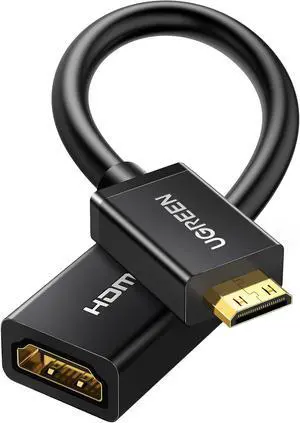 UGREEN Mini HDMI to HDMI Adapter 4K 60Hz Male to Female Adapter Compatible with Raspberry Pi, Portable Monitors, DSLR Cameras, Camcorders, Laptops, Projectors, Tablets Graphics Cards 1.6FT