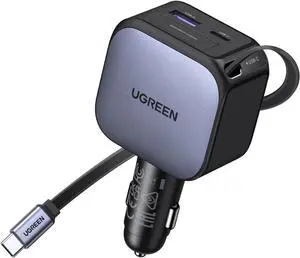 UGREEN 90W Retractable Car Charger, 3 Port USB C Phone Charger Fast Charging with Type C Cable, Cigarette Lighter Adapter Compatible with MacBook, iPhone 17 16 15 Pro Max, Galaxy S25 S24 Ultra, iPad UGREEN 90W Retractable Car Charger, 3 Port USB C Phone Charger Fast Charging with Type C Cable, Cigarette Lighter Adapter Compatible with MacBook, iPhone 17 16 15 Pro Max, Galaxy S25 S24 Ultra, iPad