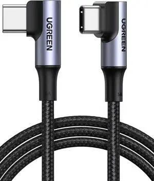 UGREEN 100W USB C to USB C Cable, 90 Degree Type C Cable for iPhone 17/17 Air/17 Pro/17 Pro Max/16, MacBook Pro 2022, iPad Pro 2022, Samsung Galaxy S25/S24/Z Fold, Google Pixel, Switch, 6.6FT