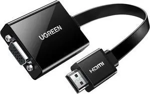 UGREEN Active HDMI to VGA Adapter with 3.5mm Audio Jack HDMI Male to VGA Female up to 1080P for PC Laptop Ultrabook Raspberry Pi Chromebook Black