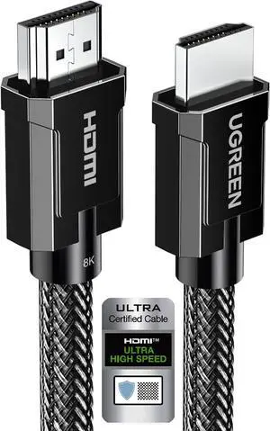 UGREEN 8K HDMI 2.1 Cable Certified 6.6FT, 10K Ultra High Speed HDMI Cord 4K 240Hz 48Gbps HDCP 2.2&2.3 eARC HDR Dolby Compatible for PS5 Xbox Series X/Switch 2/Roku TV/Laptop/Monitor/Mac mini M4 Pro
