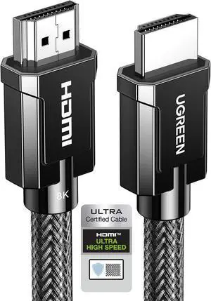 UGREEN 8K HDMI 2.1 Cable Certified 10FT, 10K Ultra High Speed HDMI Cord 4K 240Hz 48Gbps HDCP 2.2&2.3 eARC HDR Dolby Compatible for PS5 Xbox Series X/Switch 2/Roku TV/Laptop/Monitor/Mac mini M4 Pro