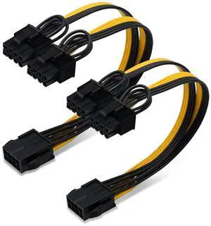 (2-Pack) CPU to GPU, CPU 8 Pin Female to Dual PCIe 8 Pin (6+2) Male Splitter Cable for Graphics Card BTC Miner 9-inch (23cm)