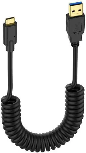 USB Type C Coiled Cable 5Gbps Retractable 90 Degree USB3.0 to USB C Charging Cable and Data Transfer for Phone, Tablet, Other USB C Devices (M to L) USB Type C Coiled Cable 5Gbps Retractable 90 Degree USB3.0 to USB C Charging Cable and Data Transfer for Phone, Tablet, Other USB C Devices (M to L)