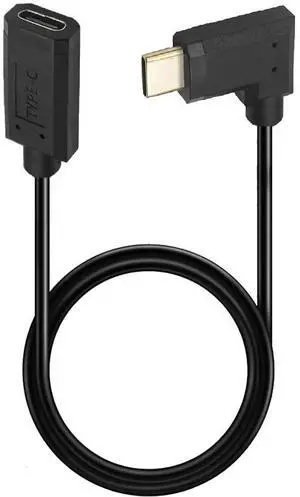 2ft 3A & 10Gbps USB 3.1 Type C Extension Cable, Left & Right USB C Male to Female Extender 4K@60hz AV Monitor Cord, Sync Charging & Data Transferring High Speed Cable, Gold-Plated Plugs