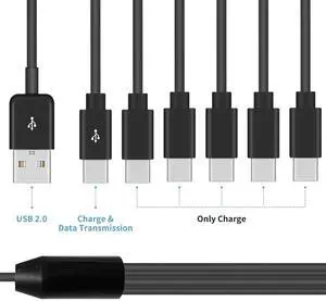 USB C Splitter Cable - 6 in 1 USB 2.0 Type A to 6 Type-C Male Charger Cable with 3A Fast Charge for Android, Samsung, Tablet, 3.3 ft. USB C Splitter Cable - 6 in 1 USB 2.0 Type A to 6 Type-C Male Charger Cable with 3A Fast Charge for Android, Samsung, Tablet, 3.3 ft.