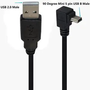 90 Degree Mini USB Cable Angle Mini 5pin USB B Male to USB 2.0 Male Data Sync Charging Extension Cable for GPS Dash Cam Black Up Angle 4.9FT 90 Degree Mini USB Cable Angle Mini 5pin USB B Male to USB 2.0 Male Data Sync Charging Extension Cable for GPS Dash Cam Black Up Angle 4.9FT