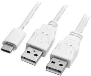 USB 3.1 Type C USB-C to Dual A Male Extra Power Data Y Cable 480Mbps Speed Compatible for Cell Phone & Hard Disk