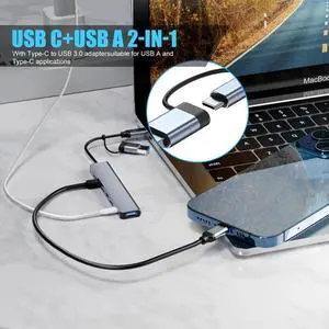 SB C/USB Hub, Aluminum 7 in 1 USB C & USB Hub with USB 3.0, USB 2.0 Ports for PC/Laptops/MacBook Pro/Air/iMac/iPad and More Devices SB C/USB Hub, Aluminum 7 in 1 USB C & USB Hub with USB 3.0, USB 2.0 Ports for PC/Laptops/MacBook Pro/Air/iMac/iPad and More Devices