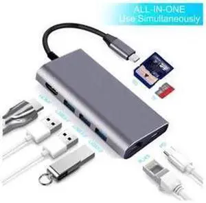 USB Hub C 8 En 1 Aluminium Multi Type de Port Adaptateur C Hub Combo Pour Macbook Pro USB Hub C 8 En 1 Aluminium Multi Type de Port Adaptateur C Hub Combo Pour Macbook Pro
