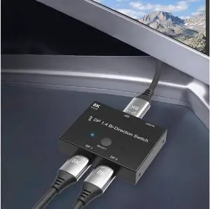 DisplayPort Switch Bidirectional DisplayPort 1.4 KVM Splitter 2 Input 1 Output - Supports 8K 4K 3D 1080P HD Manual DP Switcher for PC Host Monitor etc DisplayPort Switch Bidirectional DisplayPort 1.4 KVM Splitter 2 Input 1 Output - Supports 8K 4K 3D 1080P HD Manual DP Switcher for PC Host Monitor etc