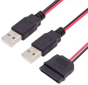 JVFYI DC 5V Dual USB to SATA 15Pin Power Cable for 2.5 inch SATA HDD SSD Disk Driver 5V 2A Max JVFYI DC 5V Dual USB to SATA 15Pin Power Cable for 2.5 inch SATA HDD SSD Disk Driver 5V 2A Max
