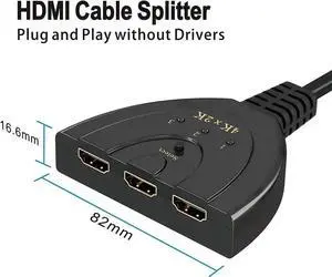 HDMI Switch, 3 Port 4K HDMI Switch 3x1 Switch Splitter with Pigtail Cable Supports Full HD 4K 1080P 3D Player HDMI Switch, 3 Port 4K HDMI Switch 3x1 Switch Splitter with Pigtail Cable Supports Full HD 4K 1080P 3D Player
