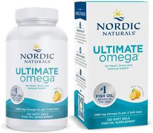 Ultimate Omega, Lemon Flavor - 120 Soft Gels - 1280 mg Omega-3 - High-Potency Omega-3 Fish Oil Supplement with EPA & DHA - Promotes Brain & Heart Health - Non-GMO