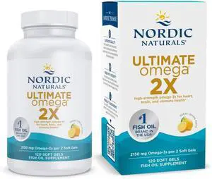 Nordic Naturals Ultimate Omega 2X  2150mg Fish Oil with EPA & DHA  Lemon Flavor, 120 Softgels  Brain & Heart Support