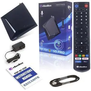 Newest Vseebox V5 Pro Android TV Box 2025 Fully,4G RAM+32G ROM TV Box,Voice Remote, 6K, Easy Setup Guide, Included Parental Control Time