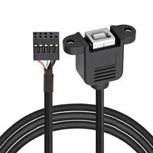 USB2.0 Mainboard 9Pin/10Pin Header to Panel Mount Type-B Female Extension Cable with Fixing Nuts USB2.0 Mainboard 9Pin/10Pin Header to Panel Mount Type-B Female Extension Cable with Fixing Nuts