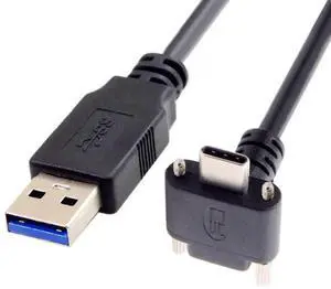 0.3M Right-Angle USB3.0 Type-A to USB-C Panel Mount Cable with Lock Screws for Industrial Vision Camera 0.3M Right-Angle USB3.0 Type-A to USB-C Panel Mount Cable with Lock Screws for Industrial Vision Camera