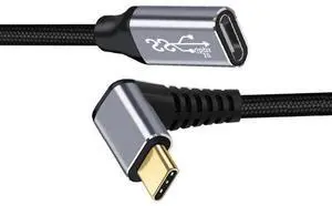 2M 90° Up Angled USB-C Extension Cable, USB 3.1 Gen2 10Gbps 100W Male to Female Cord with Sleeve for Laptop & Phone 2M 90° Up Angled USB-C Extension Cable, USB 3.1 Gen2 10Gbps 100W Male to Female Cord with Sleeve for Laptop & Phone